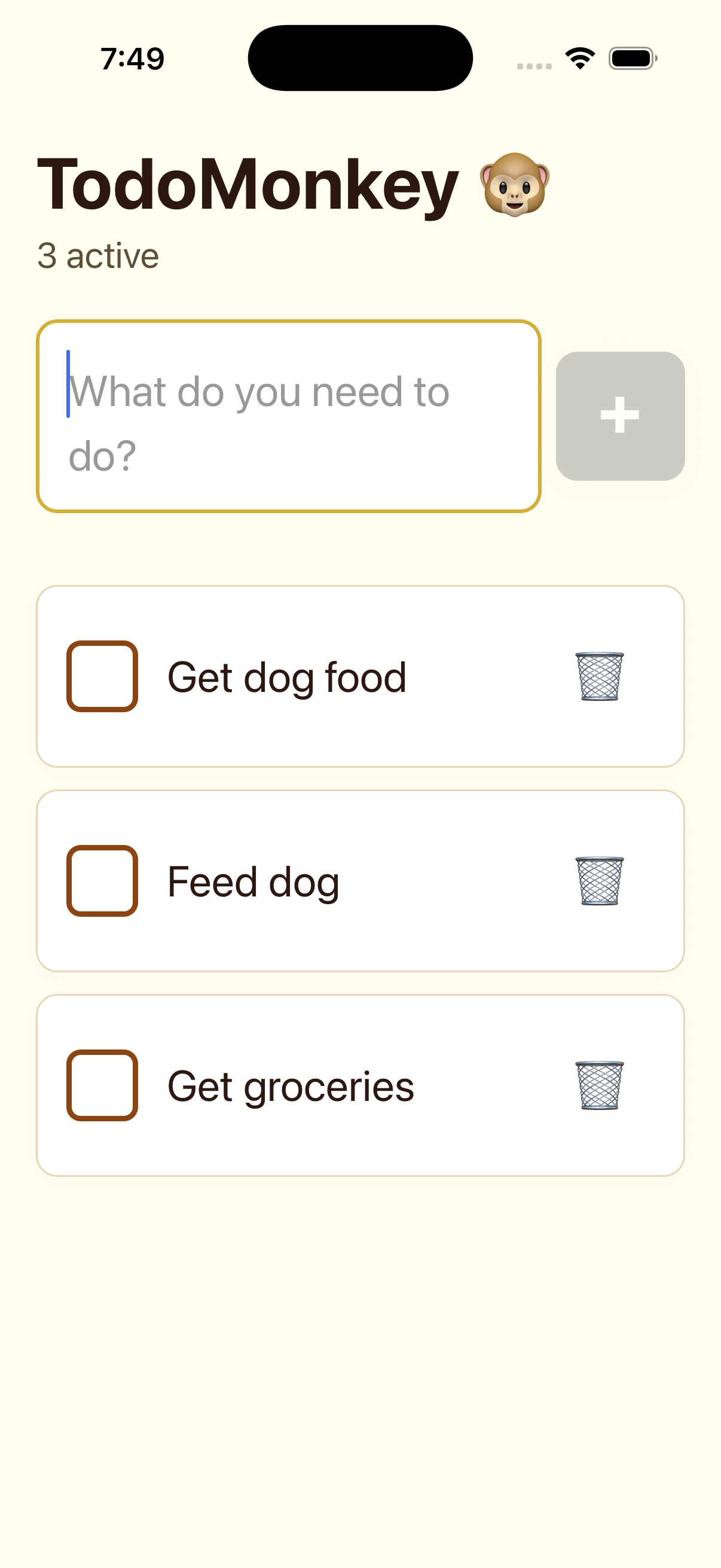 TodoMonkey with active todo items